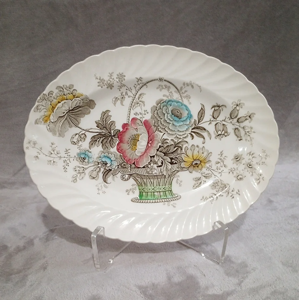 Royal Staffordshire Clarice Cliff  Charlotte Oval Platter Sepia Color Washed